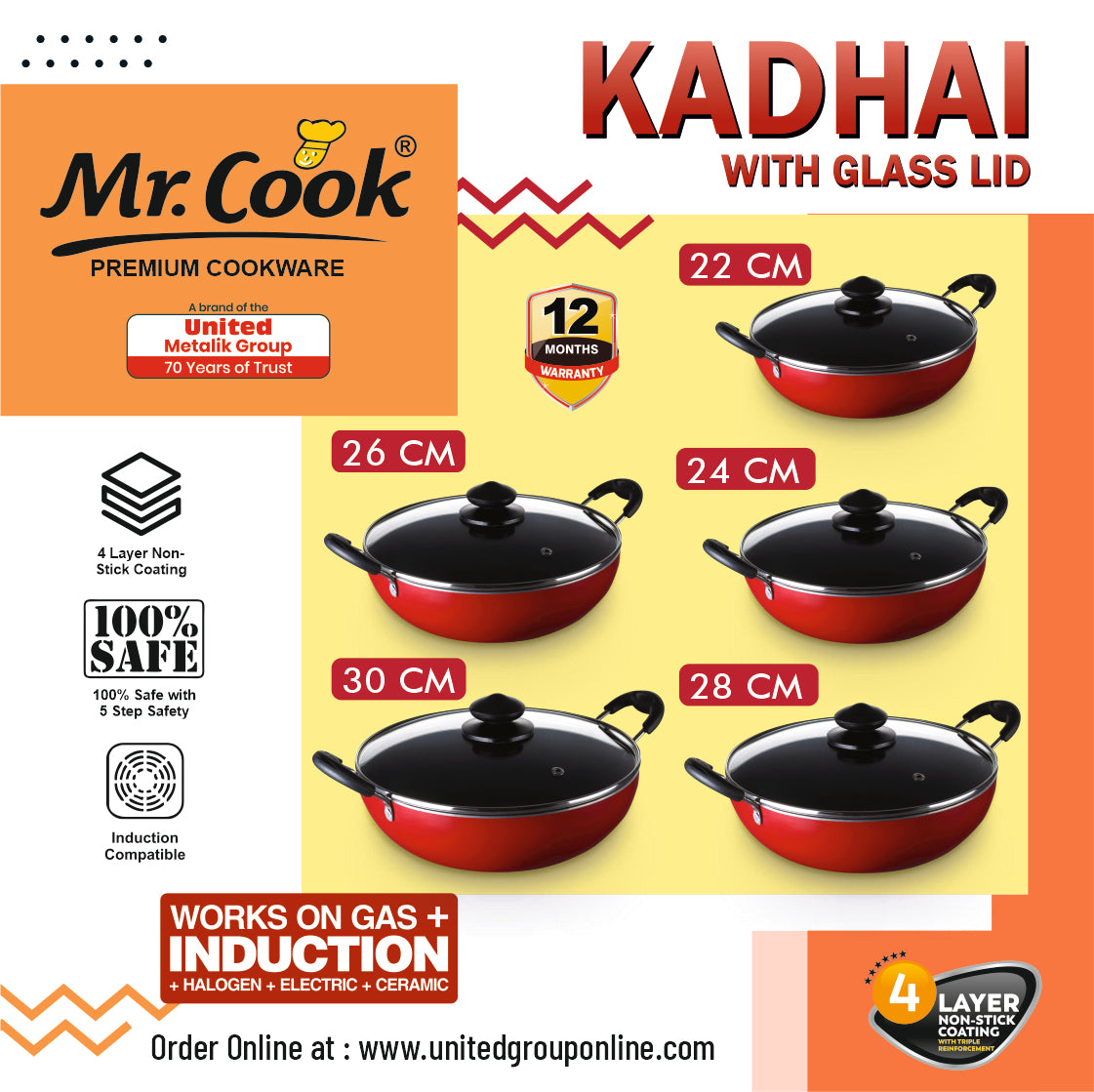 non stick kadai induction base