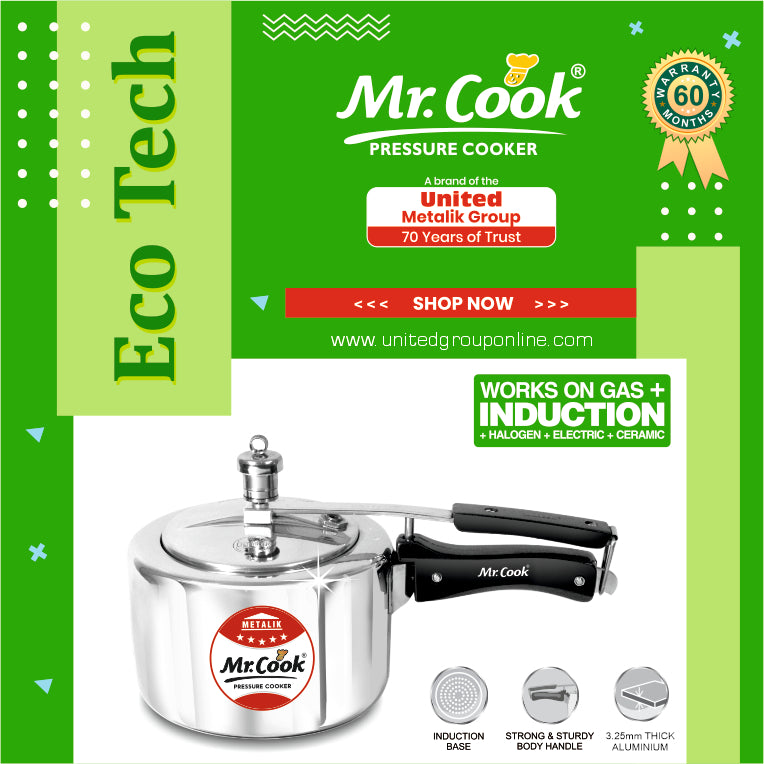 Pressure Cooker Aluminium Induction 1 Liter 3 Liter 5 Liter Mr Cook Eco tech