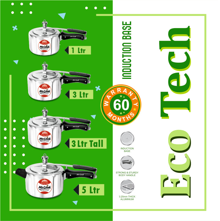 Pressure Cooker Aluminium Induction 1 Liter 3 Liter 5 Liter Mr Cook Eco tech