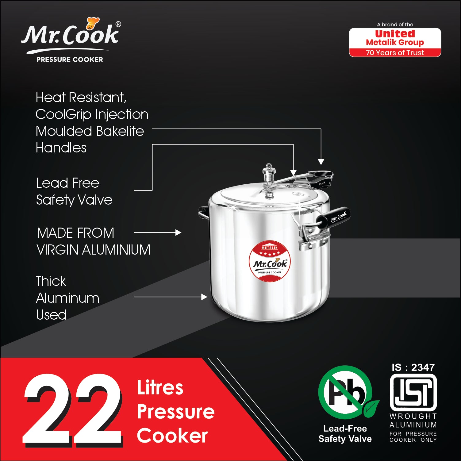  Buy 22 Liter regular Pressure Cooker Online Mr cook united cooker 