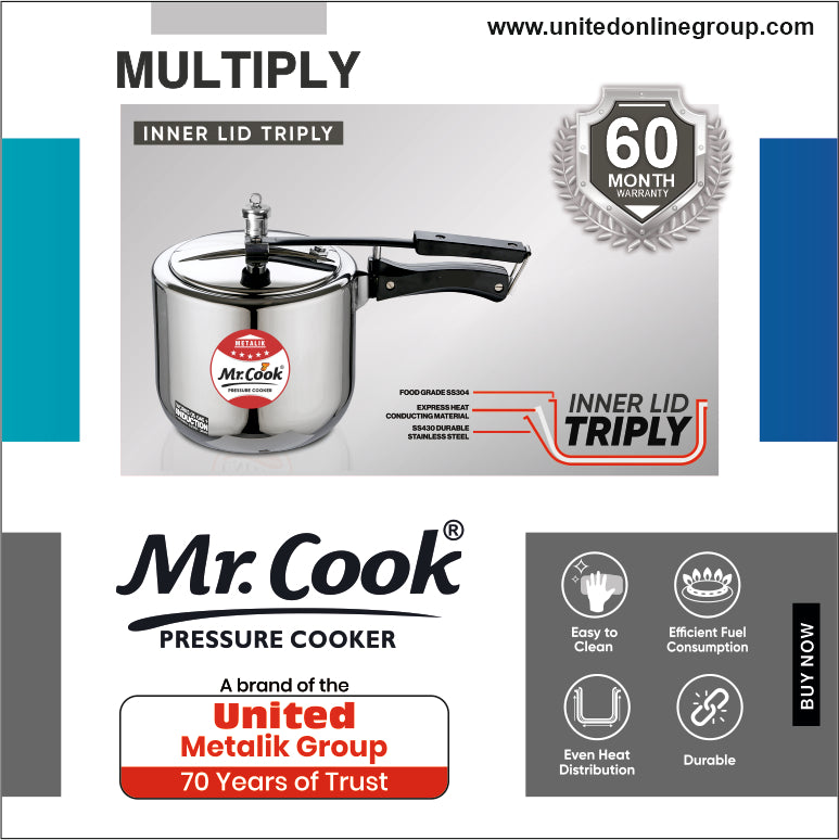 Buy Stainless Steel Pressure Cooker Online induction base cooker Mr cook united cooker durable strong