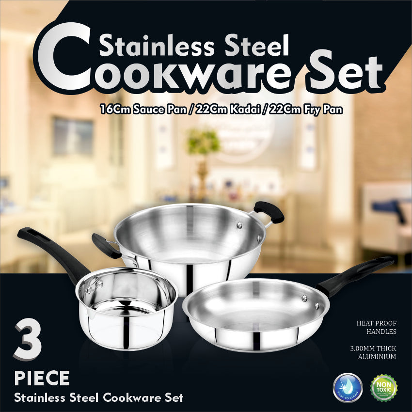 Stainless Steel 3 PCS Cookware Set