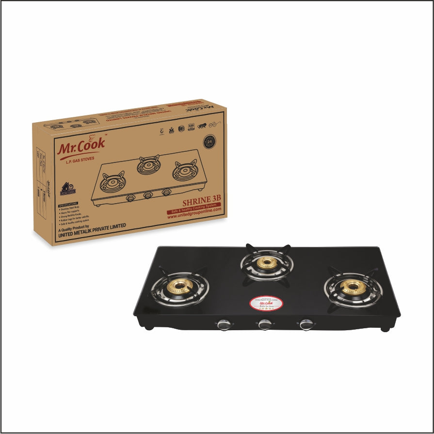 Mr.Cook Shrine 3 Burner L.P. Gas Stove (Glass Top)