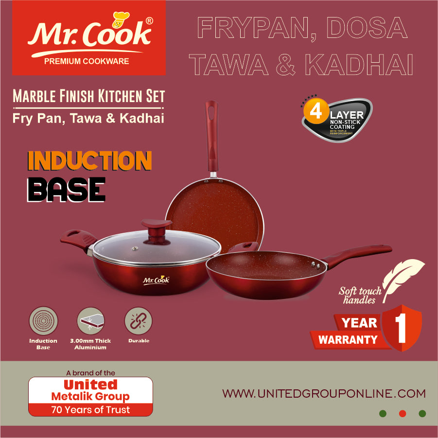 Mr.Cook 3 Pcs Marble Finish Kitchen Set