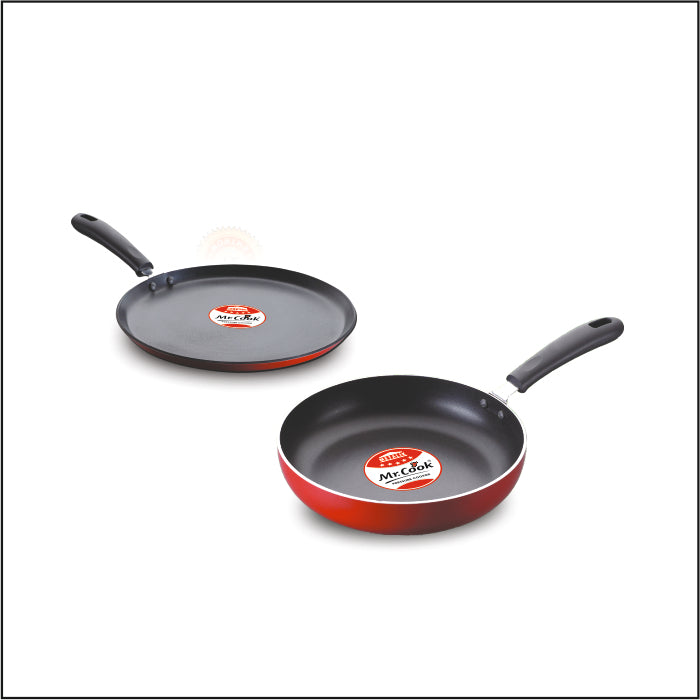 Mr.Cook Non-Stick Cookware 2 Pcs Starters Set (Dosa Tawa and Frying Pan)