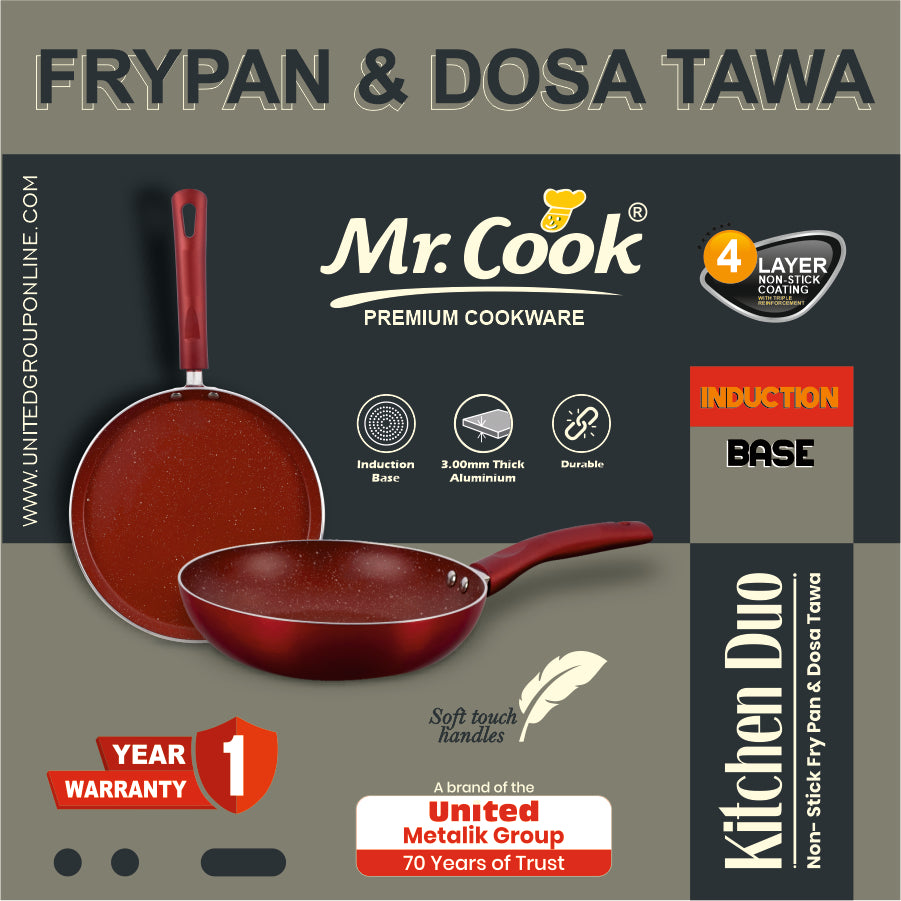 Mr.Cook Non-Stick 2 Pc Marble Finish Kitchen Set
