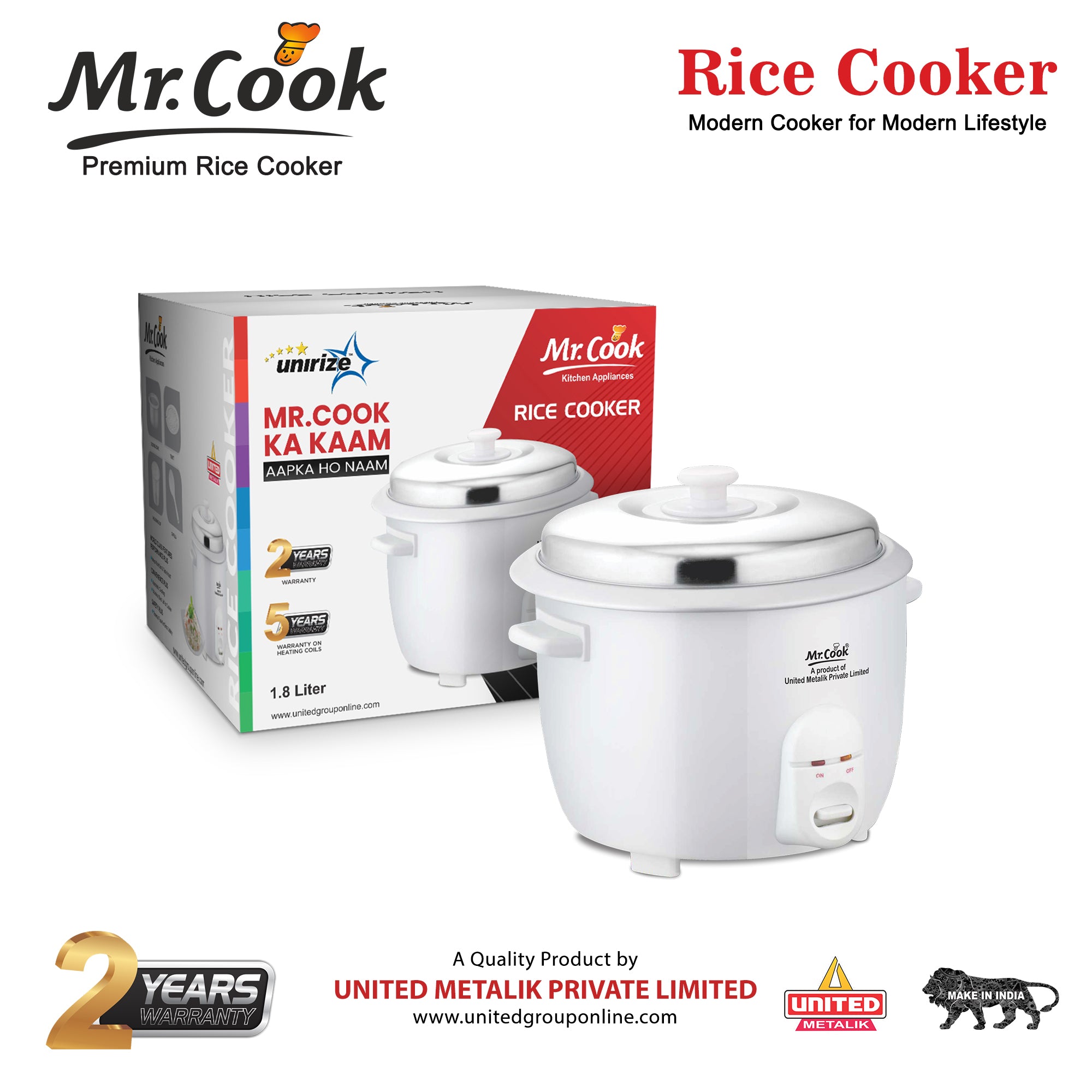Mr.Cook 1.8 Litre One Touch 700W Rice Cooker