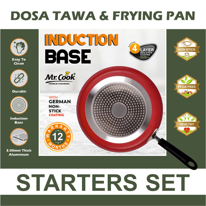 Mr.Cook Non-Stick Cookware 2 Pcs Starters Set (Dosa Tawa and Frying Pan)