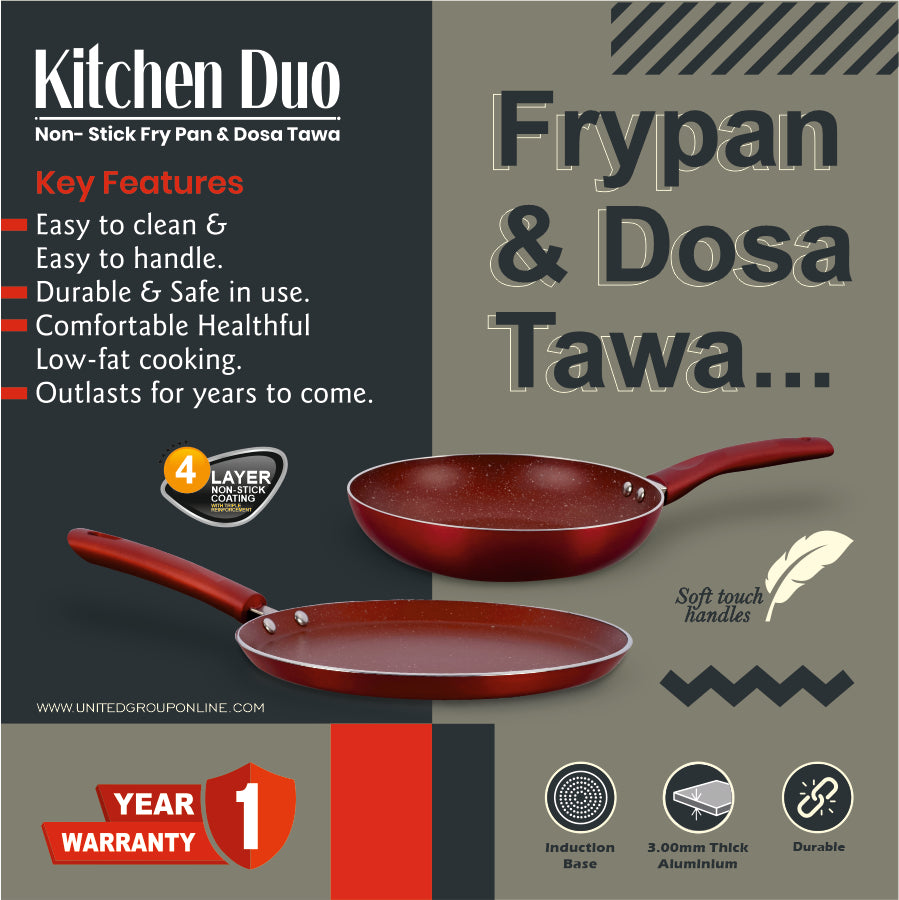 Mr.Cook Non-Stick 2 Pc Marble Finish Kitchen Set