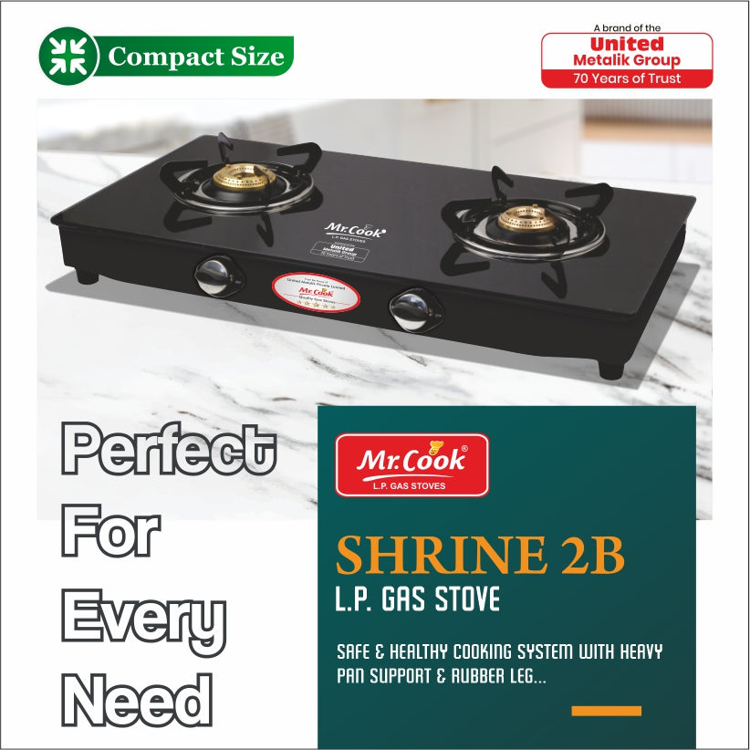 Mr.Cook Shrine 2 Burner L.P. Gas Stove (Glass Top) – unitedcookers