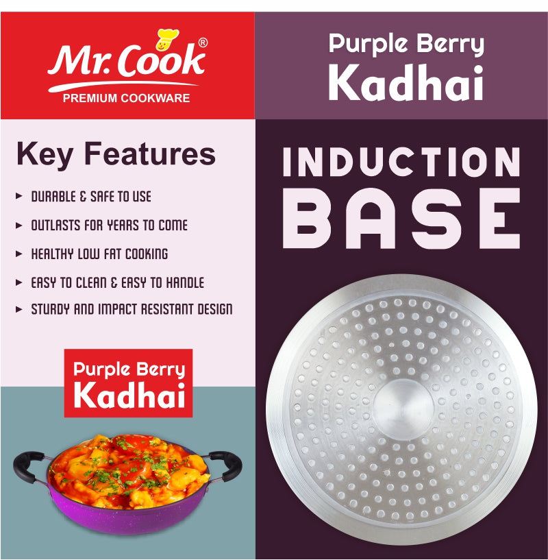 Mr.Cook Heavy Gauge Purple Berry Non Stick Kadai