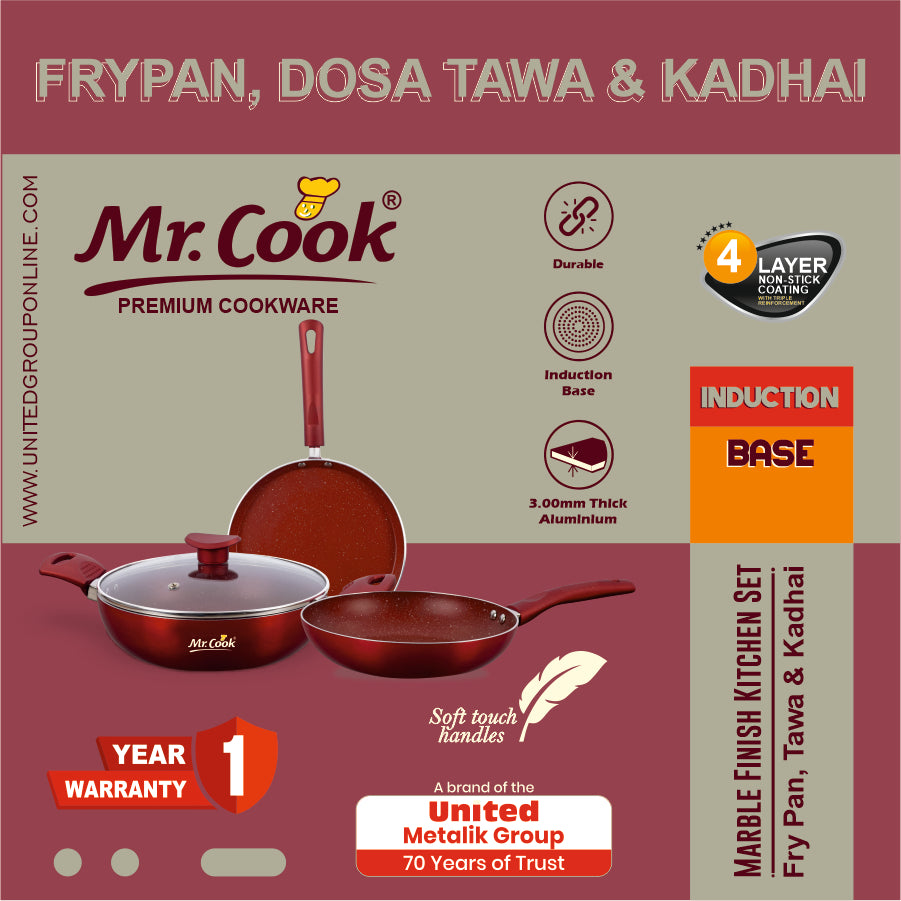 Mr.Cook 3 Pcs Marble Finish Kitchen Set