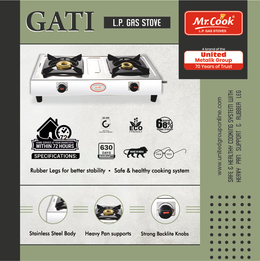 Mr.Cook Gati L.P. Gas Stove (Stainless Steel)
