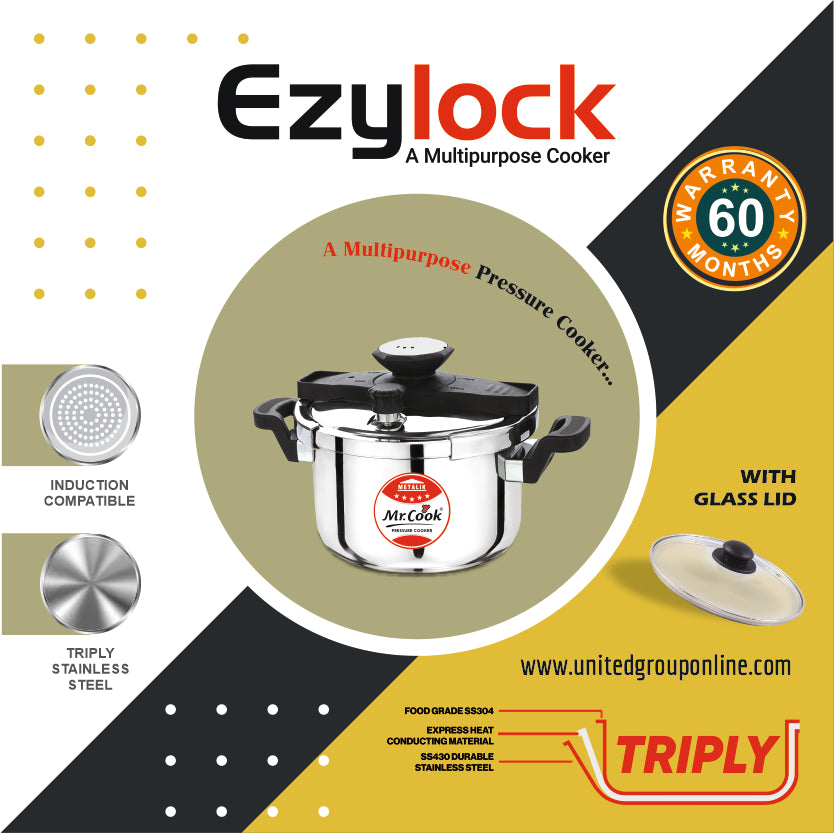 Mr.Cook Ezylock 3 Layer Stainless Steel Pressure Cooker