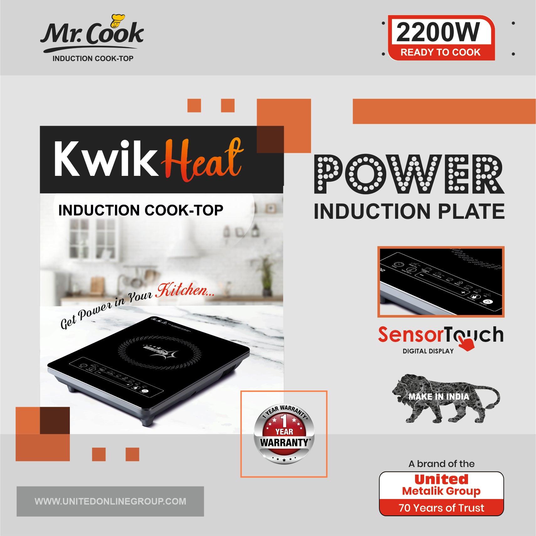 Mr.Cook KwikHeat 2200W Induction Cooktop