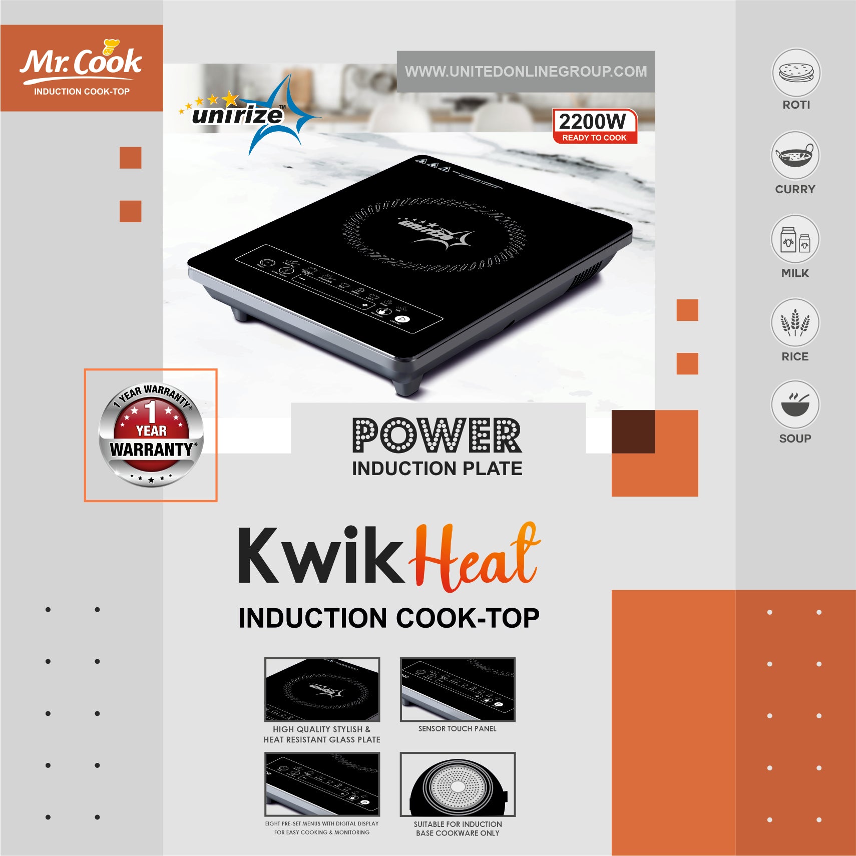 Mr.Cook KwikHeat 2200W Induction Cooktop