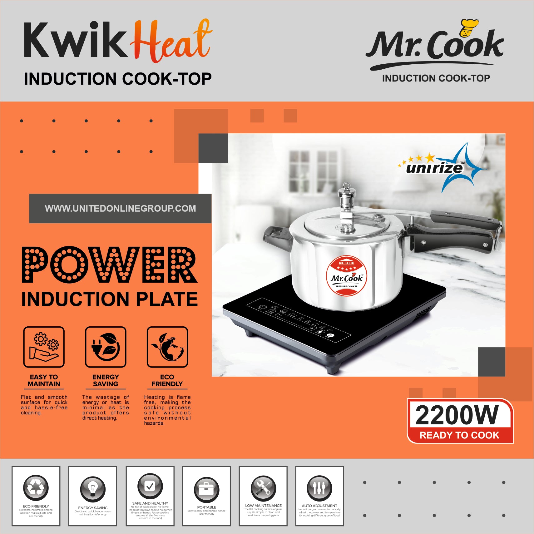 Mr.Cook KwikHeat 2200W Induction Cooktop