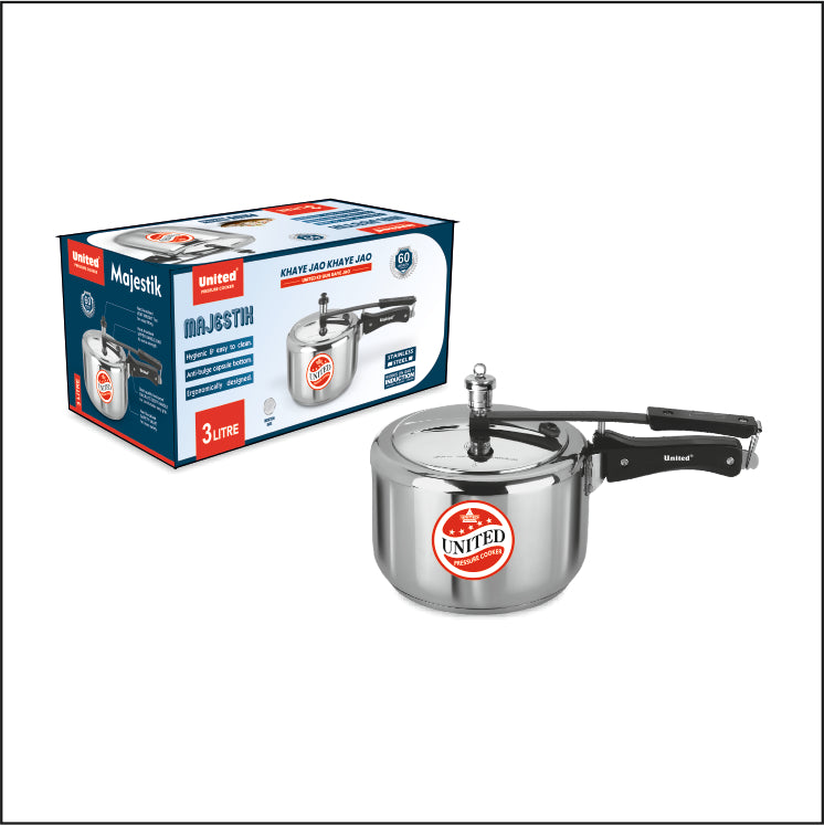 United Majestik Stainless Steel Pressure Cooker 3 Litres