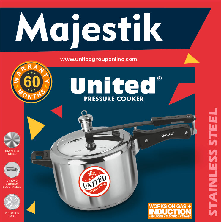 United Majestik Stainless Steel Pressure Cooker 3 Litres