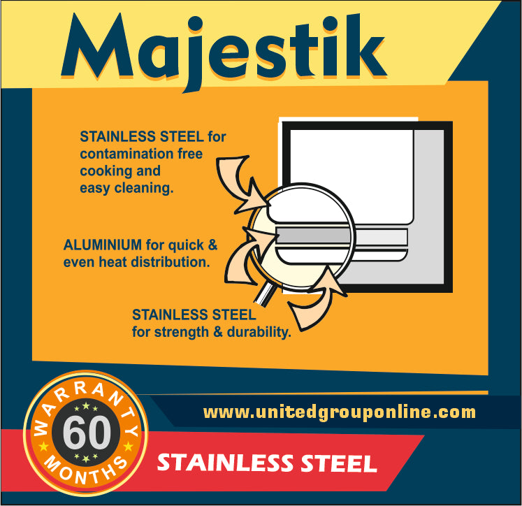 United Majestik Stainless Steel Pressure Cooker 3 Litres