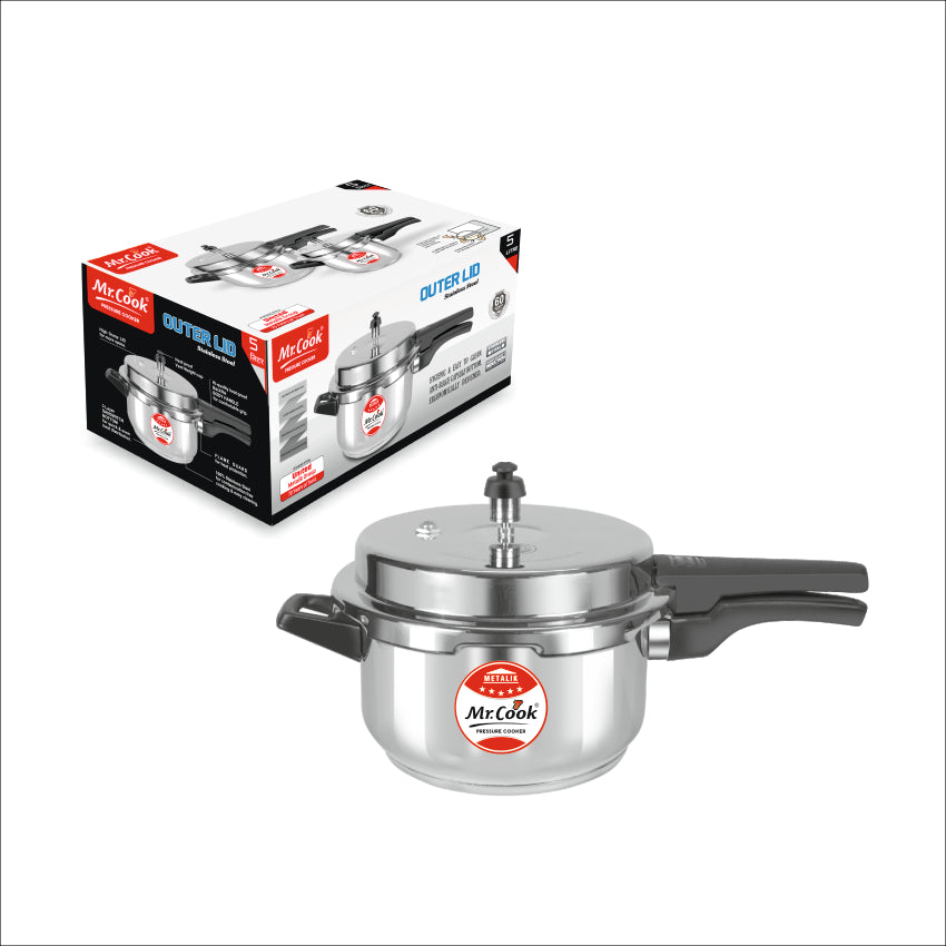 Steel Core Stainless Steel Outer Lid Pressurre Cooker