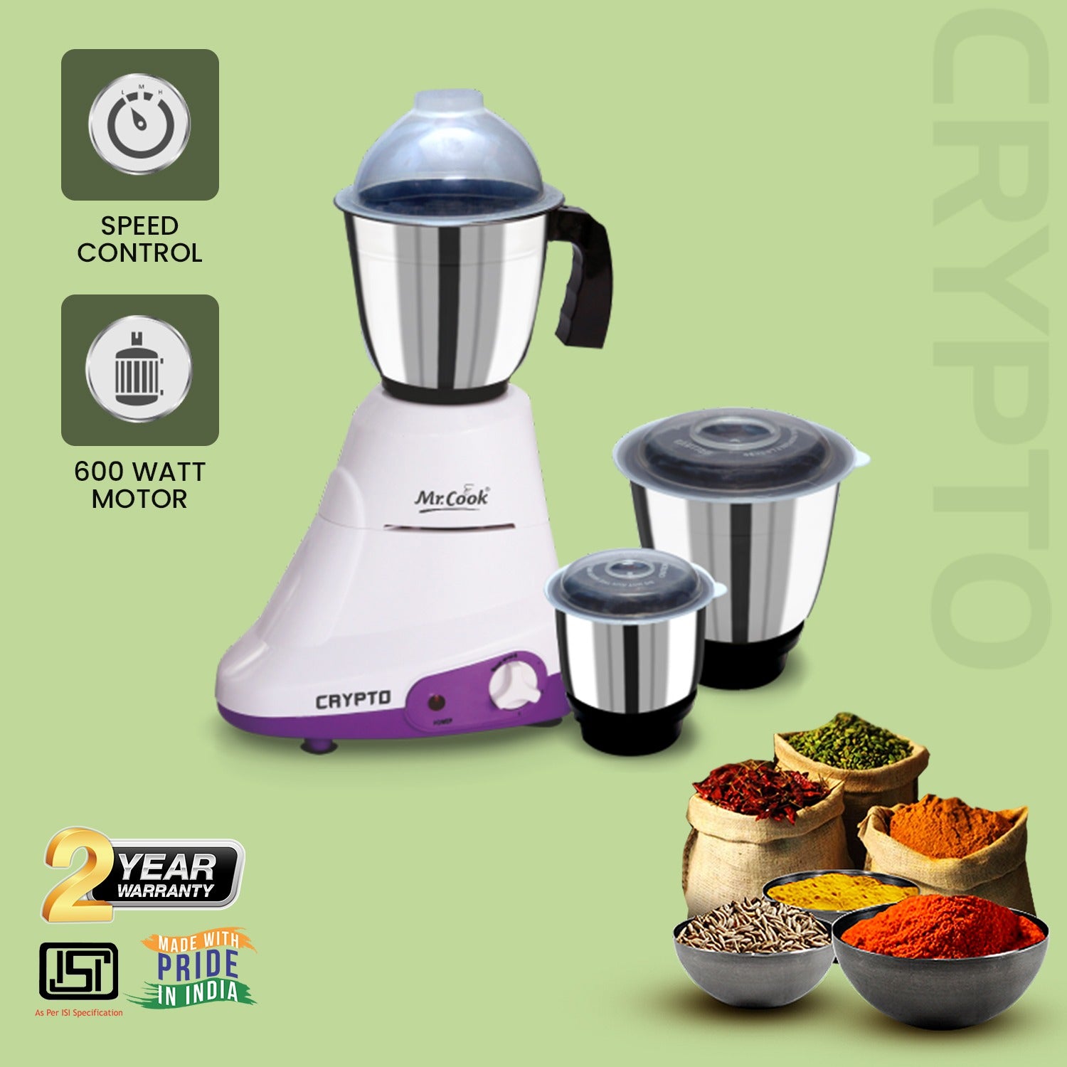 Mr.Cook  Cryptomix    600 Watt Mixer  Grinder