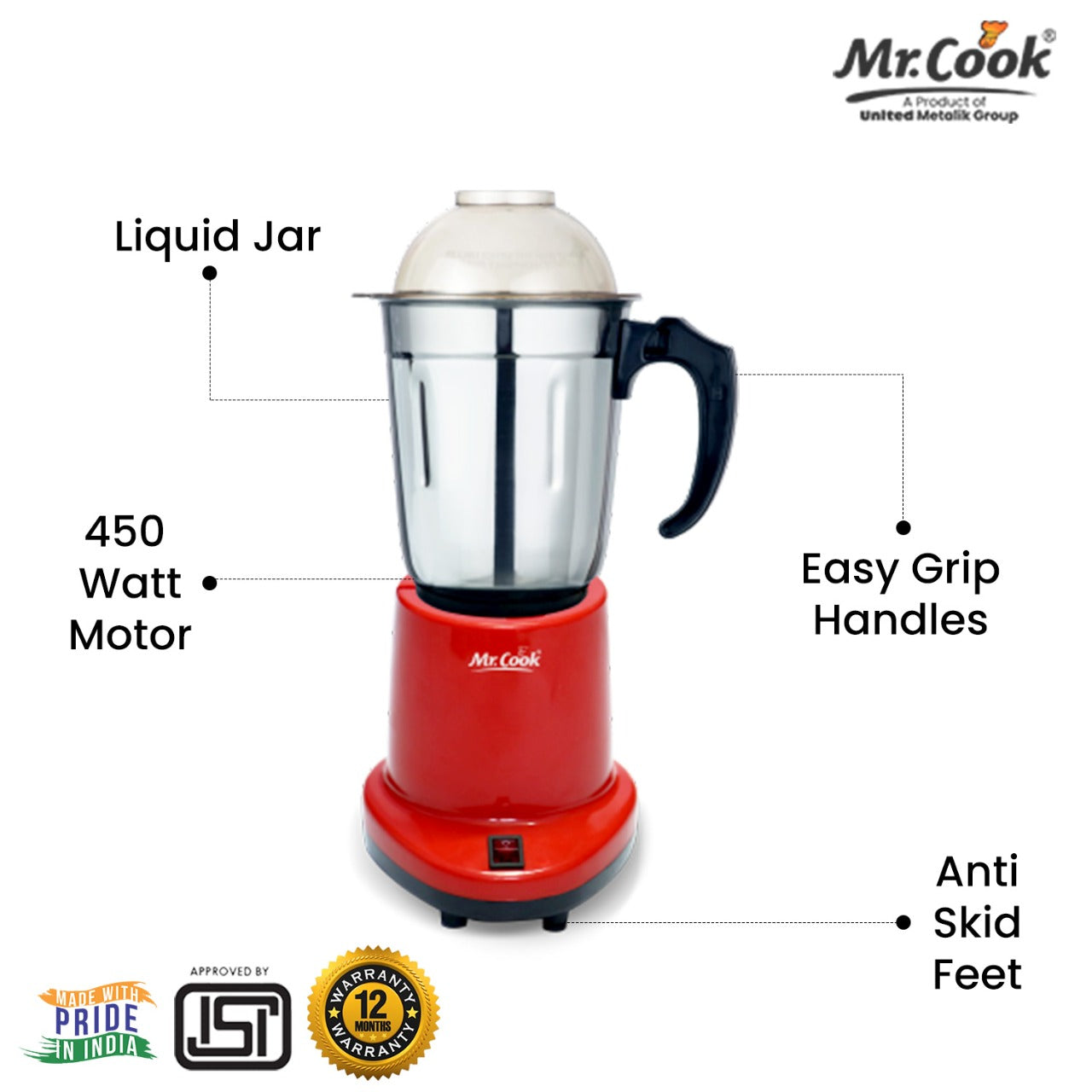 Mr.Cook Minimix 450 Watt Mixer Grinder
