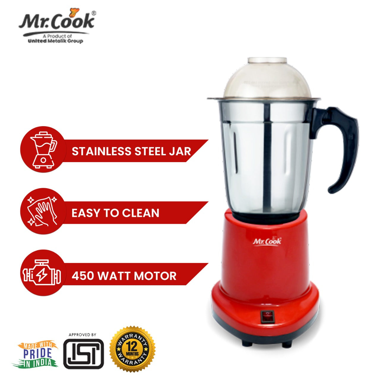 Mr.Cook Minimix 450 Watt Mixer Grinder