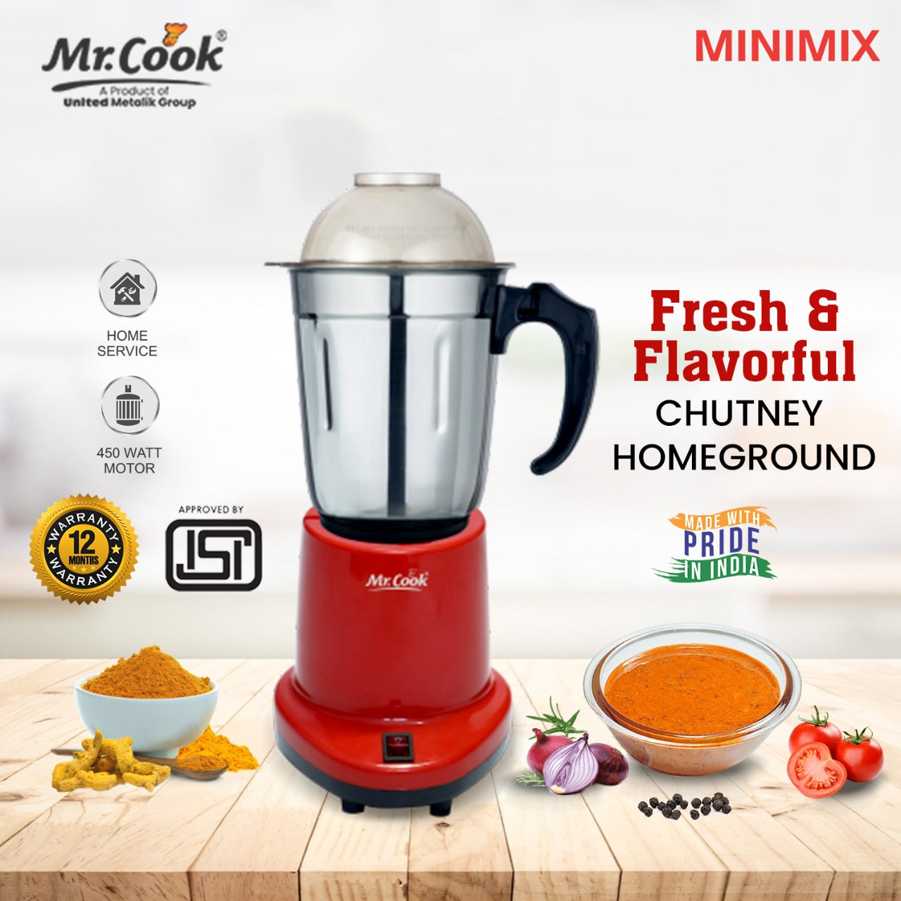 Mr.Cook Minimix 450 Watt Mixer Grinder