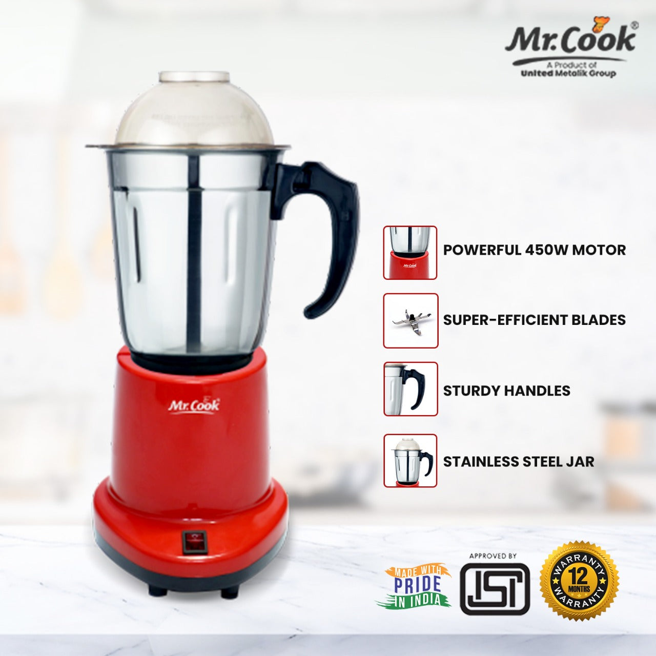 Mr.Cook Minimix 450 Watt Mixer Grinder