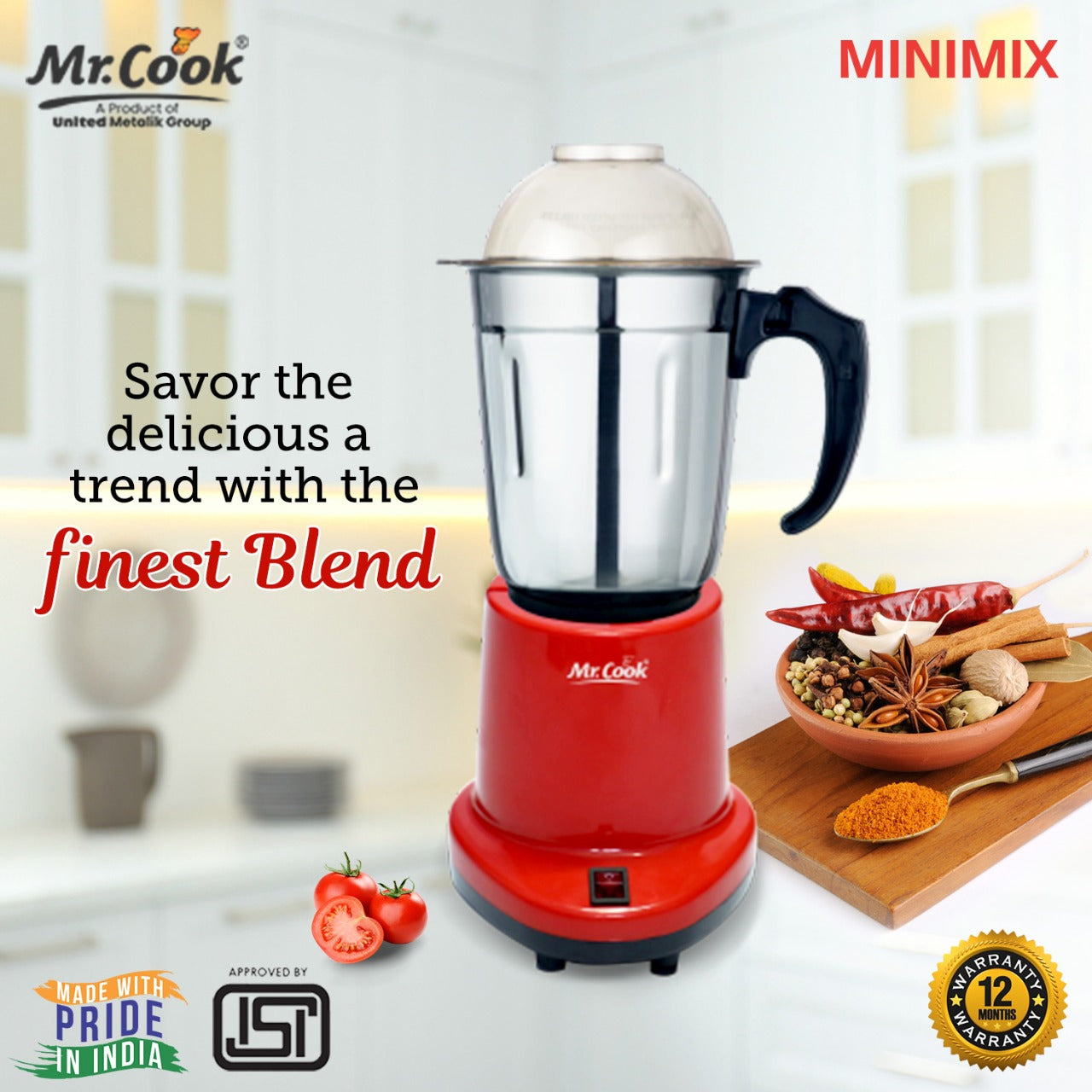 Mr.Cook Minimix 450 Watt Mixer Grinder