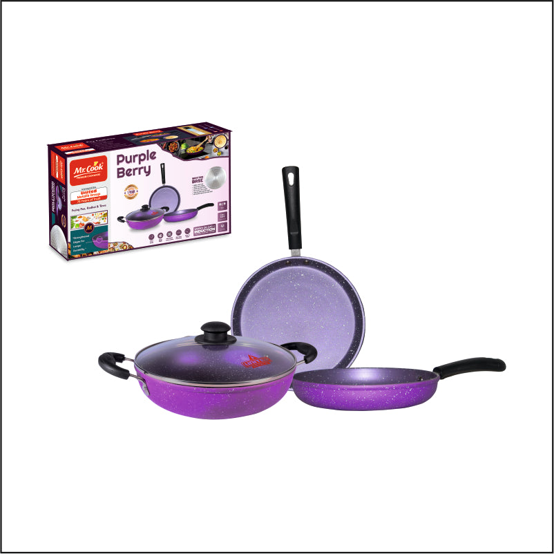 Mr.Cook Purple Berry 3 Pc Non-Stick Kitchen Set