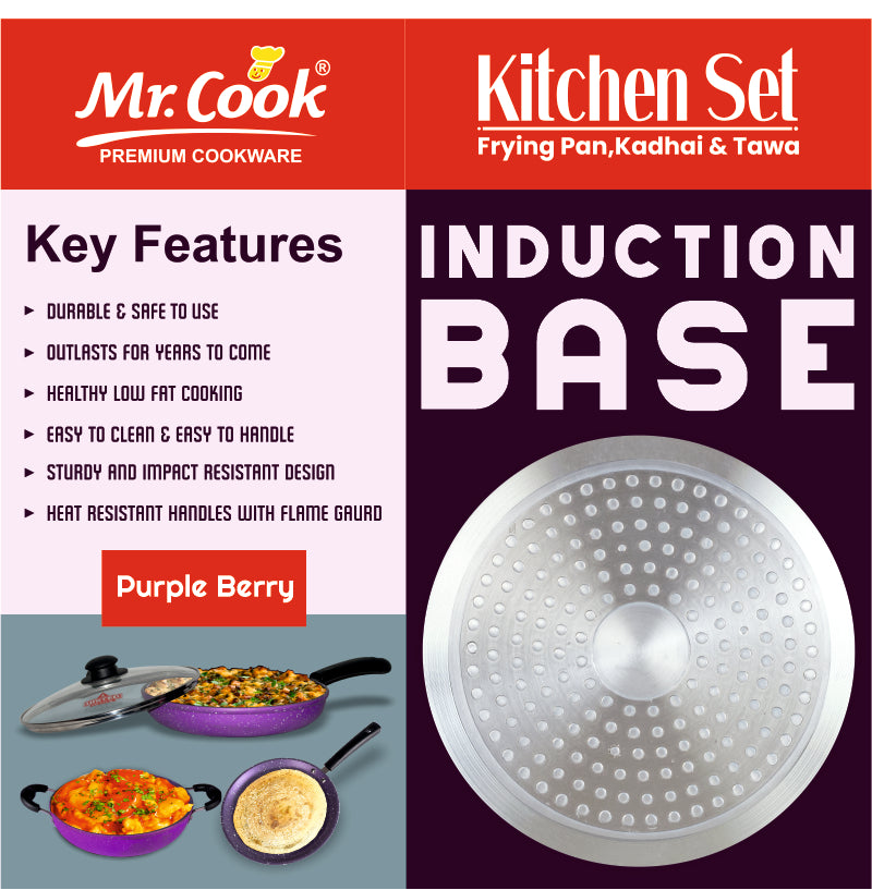 Mr.Cook Purple Berry 3 Pc Non-Stick Kitchen Set