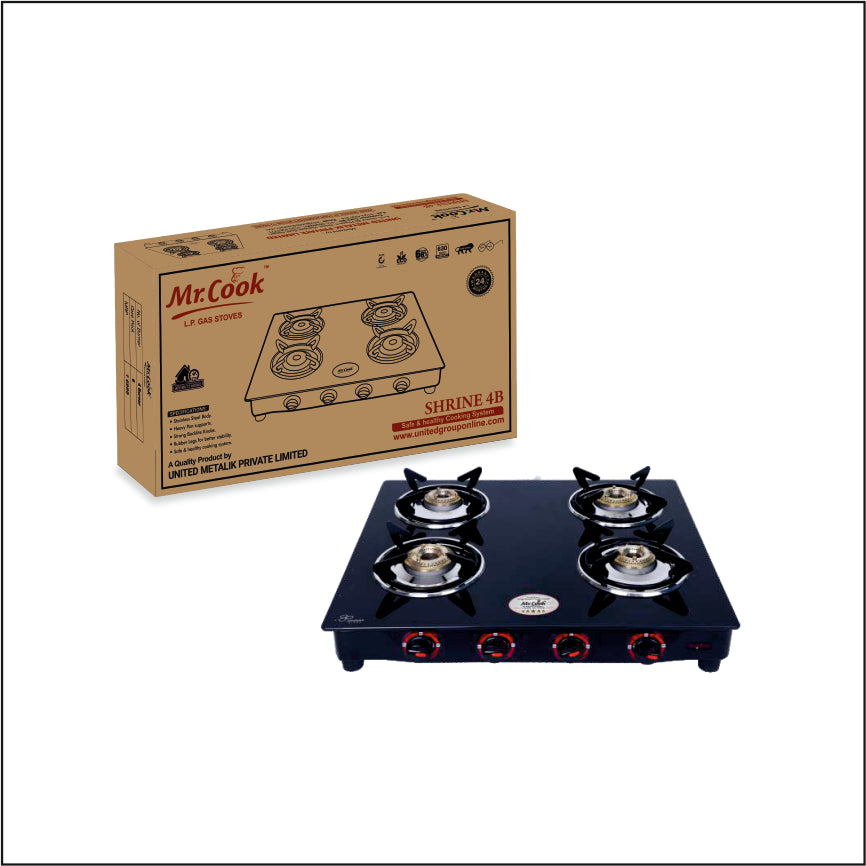Mr.Cook Shrine 4 Burner L.P. Gas Stove (Glass Top)