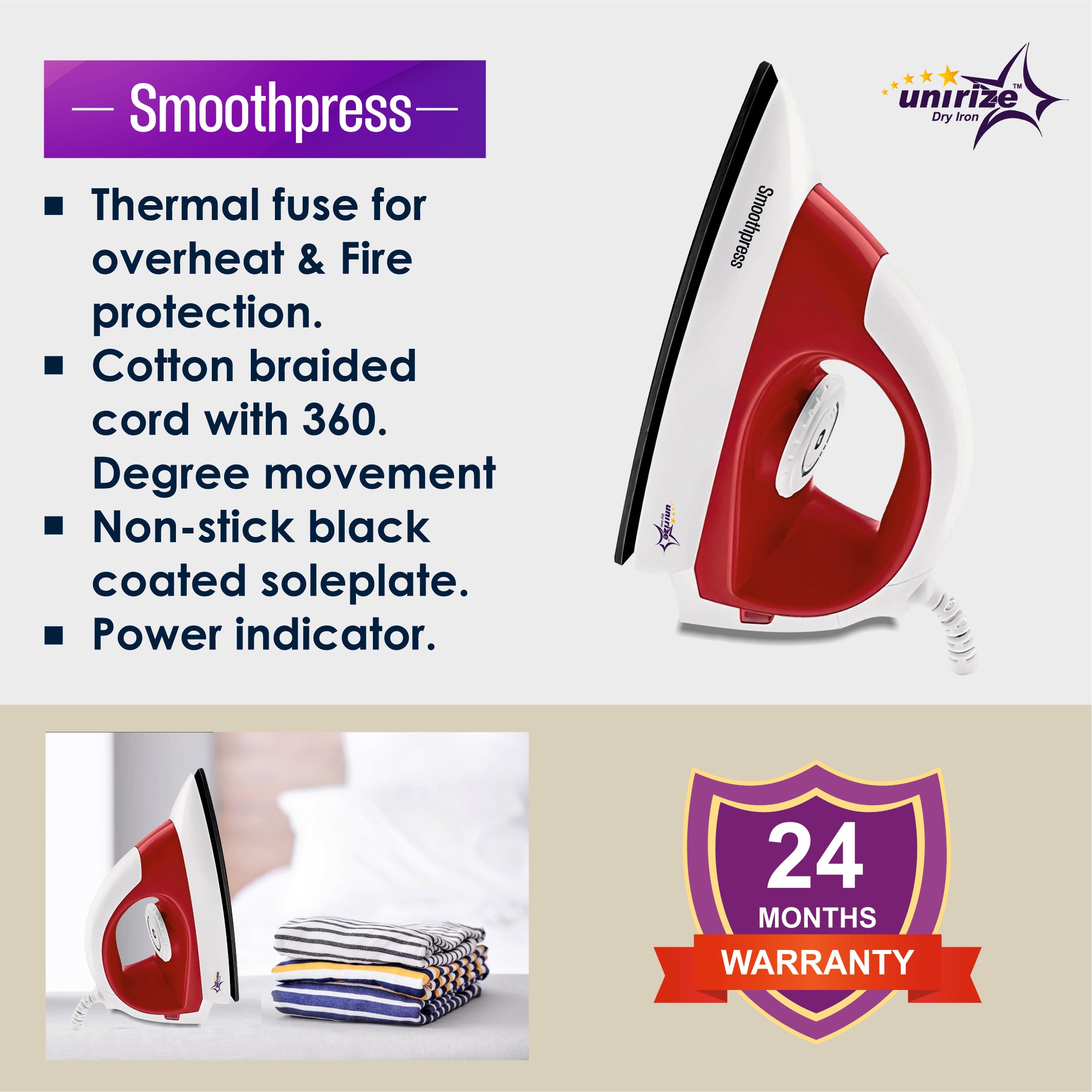 Mr.Cook Smoothpress 1000 Watt Dry Iron