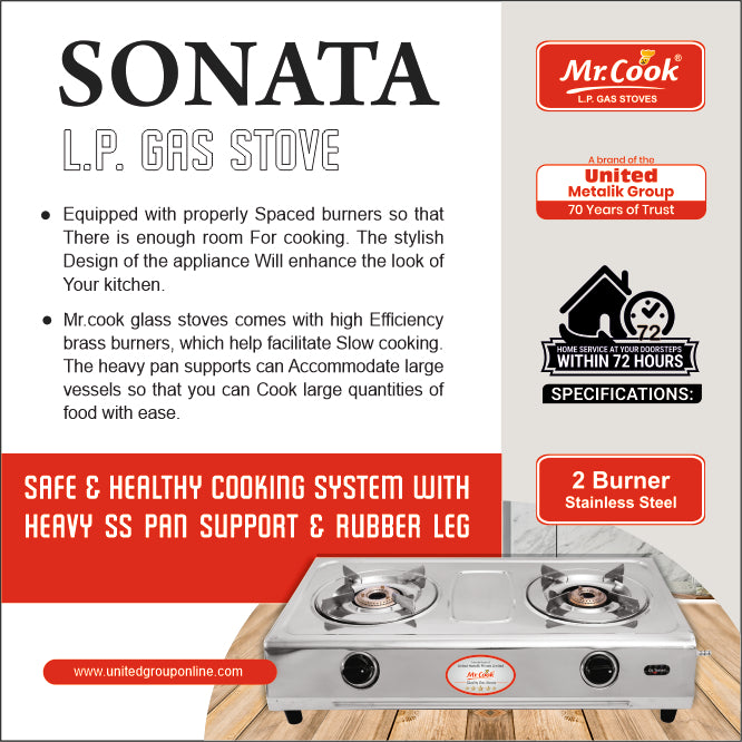 Mr.Cook Sonata L.P. Gas Stove (Stainless Steel)