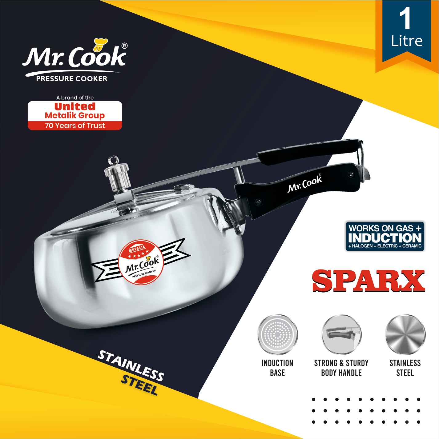 Buy Online Stainless Steel Induction Base Pressure Cooker Online Mr Cook Sparx