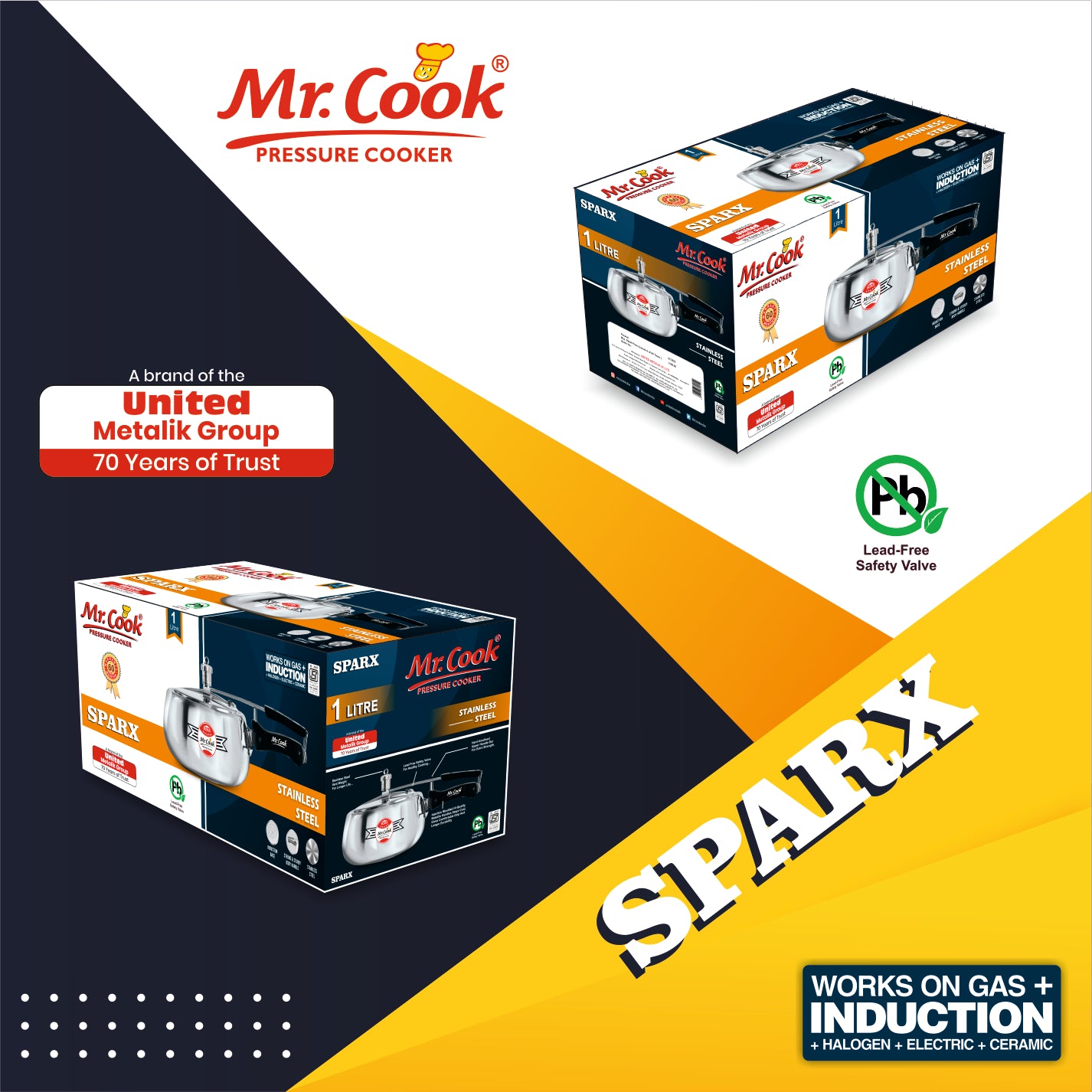 Buy Online Stainless Steel Induction Base Pressure Cooker Online Mr Cook Sparx