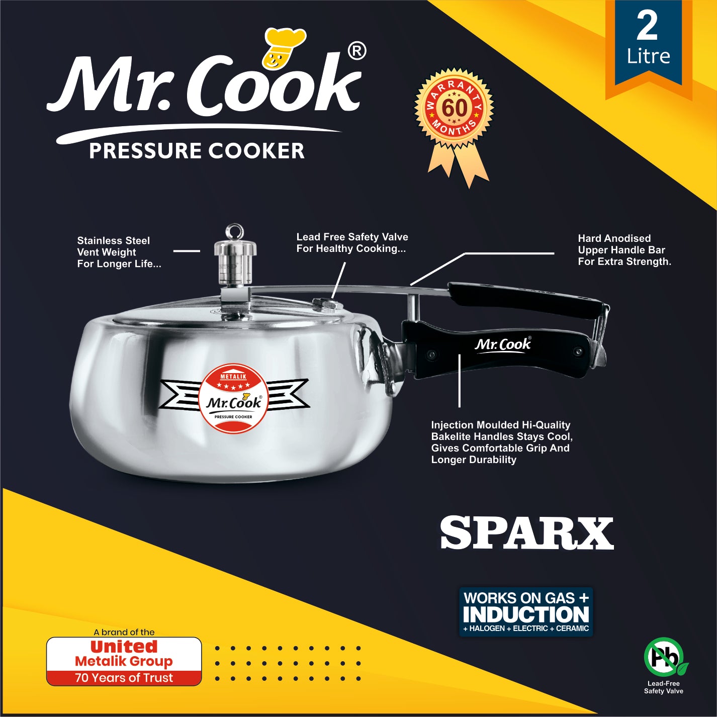 Buy Online Stainless Steel Induction Base Pressure Cooker Online Mr Cook Sparx