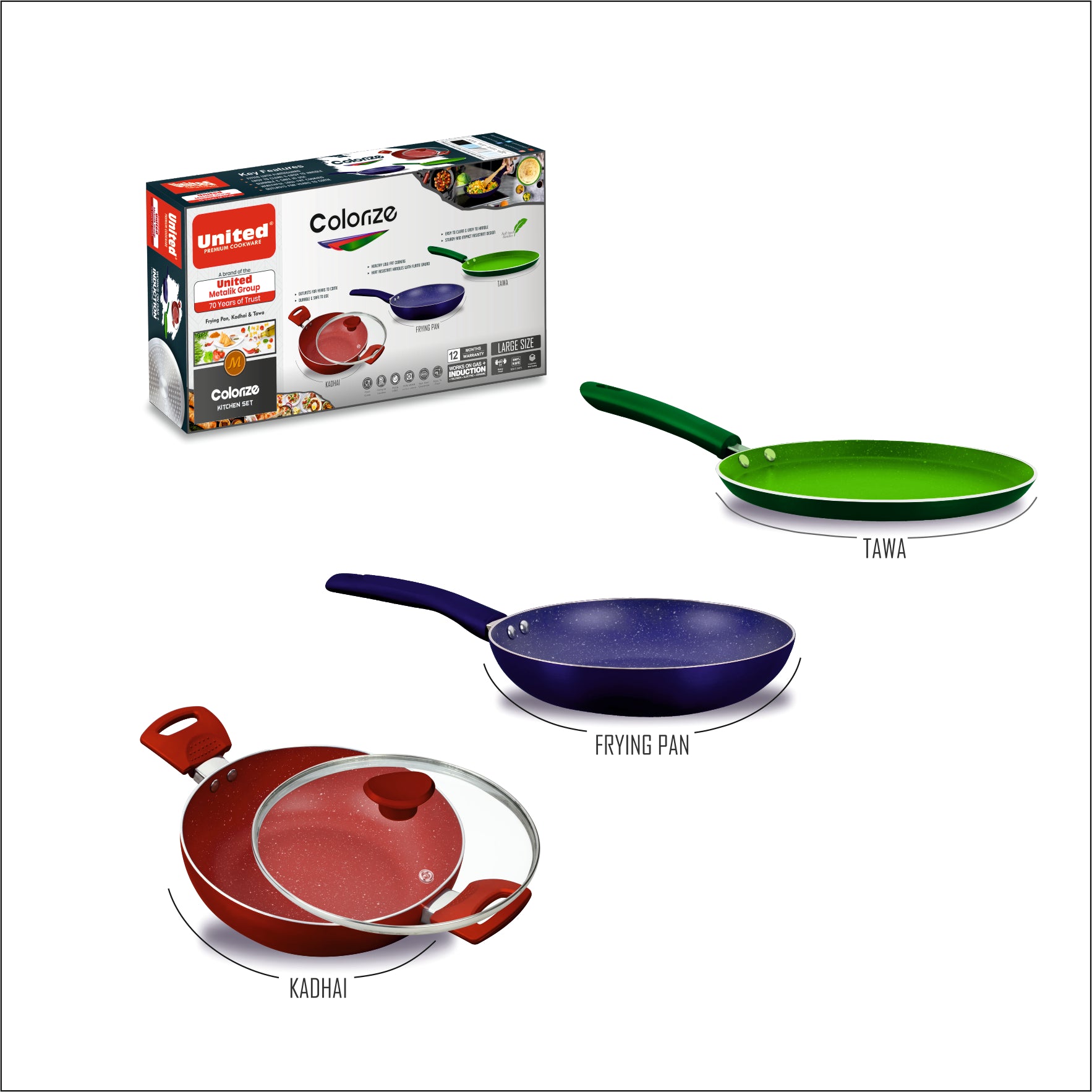 United Colorize 3 pcs Kitchen Set