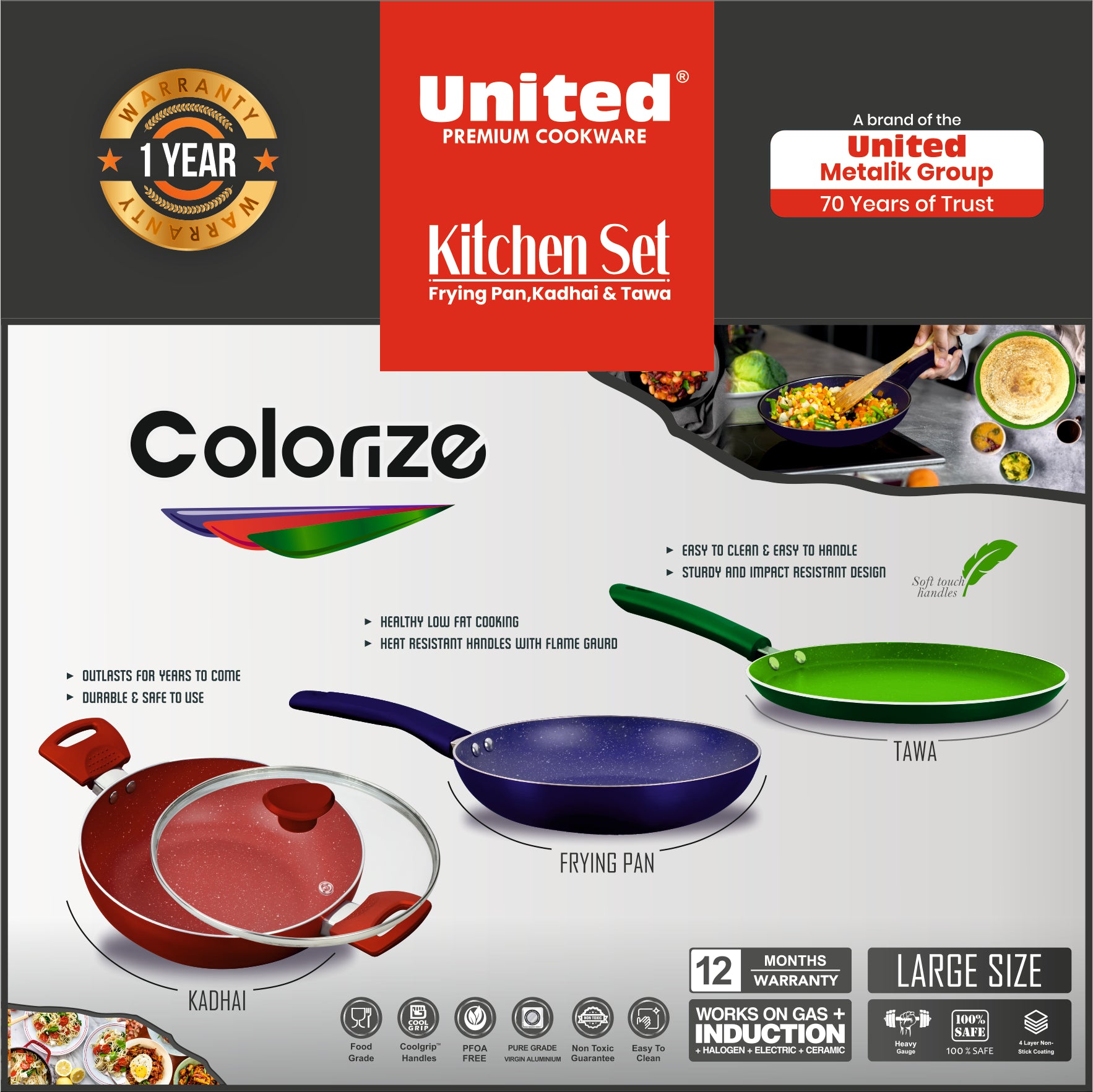 United Colorize 3 pcs Kitchen Set