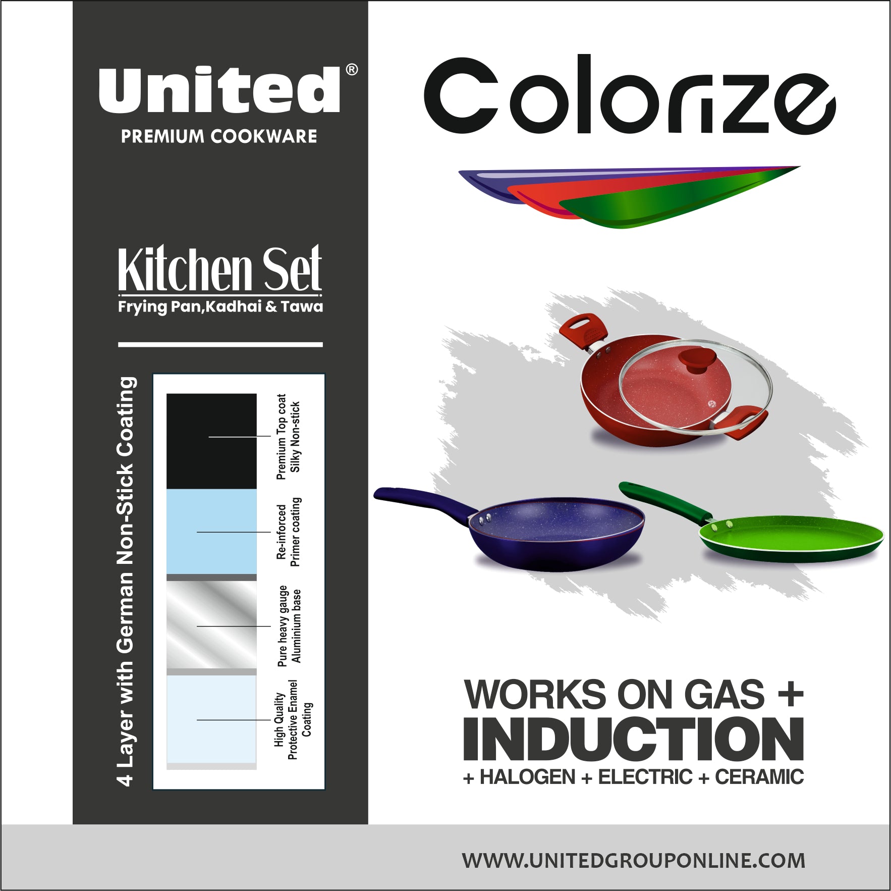 United Colorize 3 pcs Kitchen Set