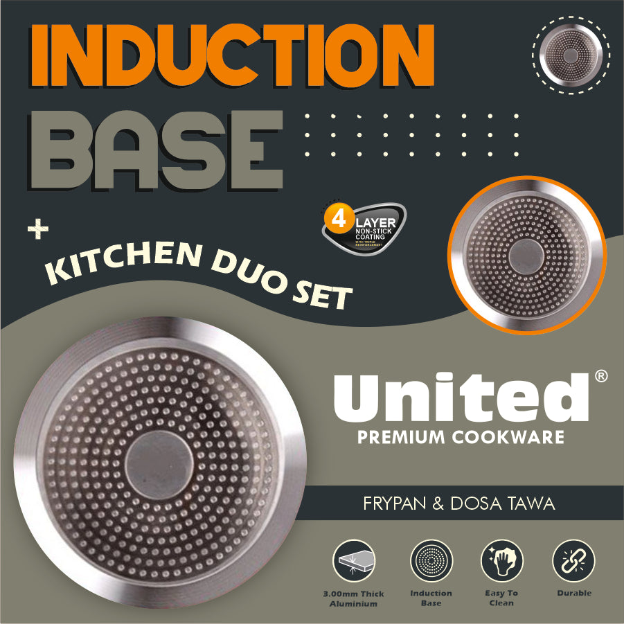 United Red Marble Finish Dosa and Frying Pan Duo Set