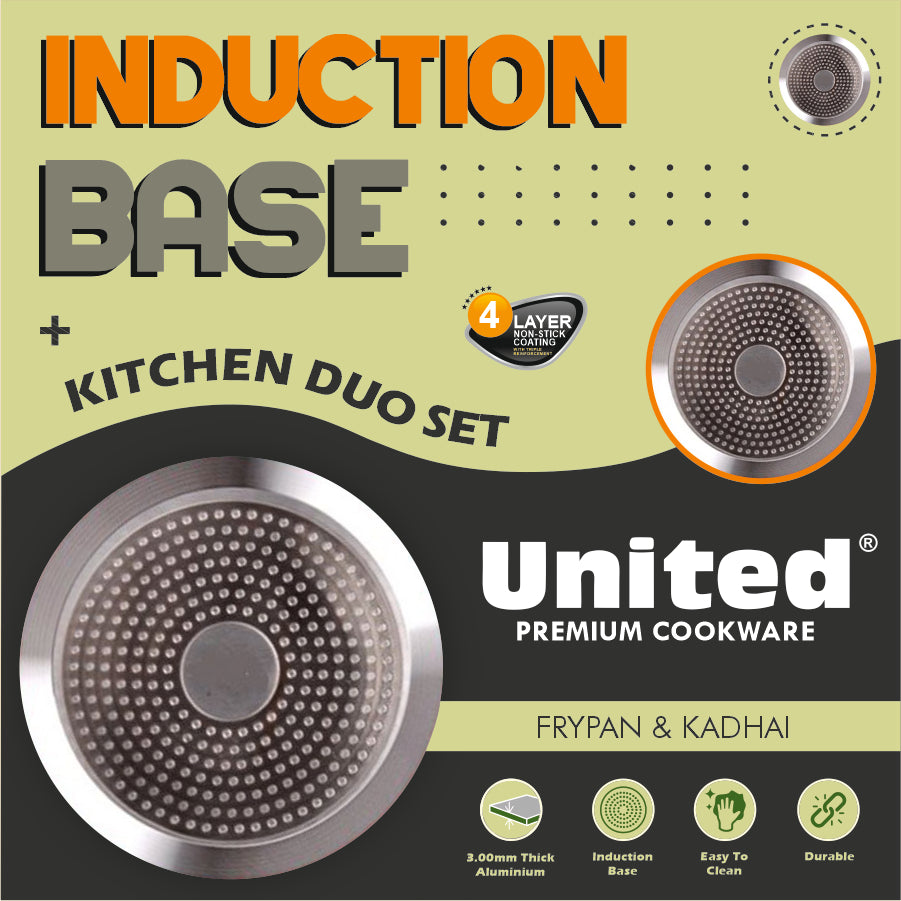 United Red Kadai and Fry Pan Set