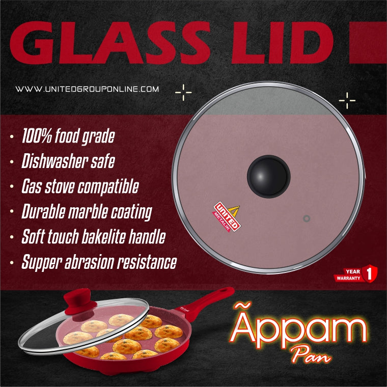 Mr.Cook Non-Stick Appam Pan with Glass Lid