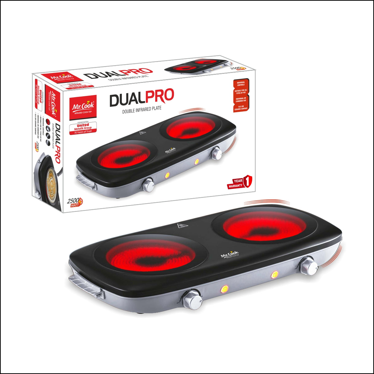 Mr Cook Dual Pro Double Infrared Cooktop (2500W)
