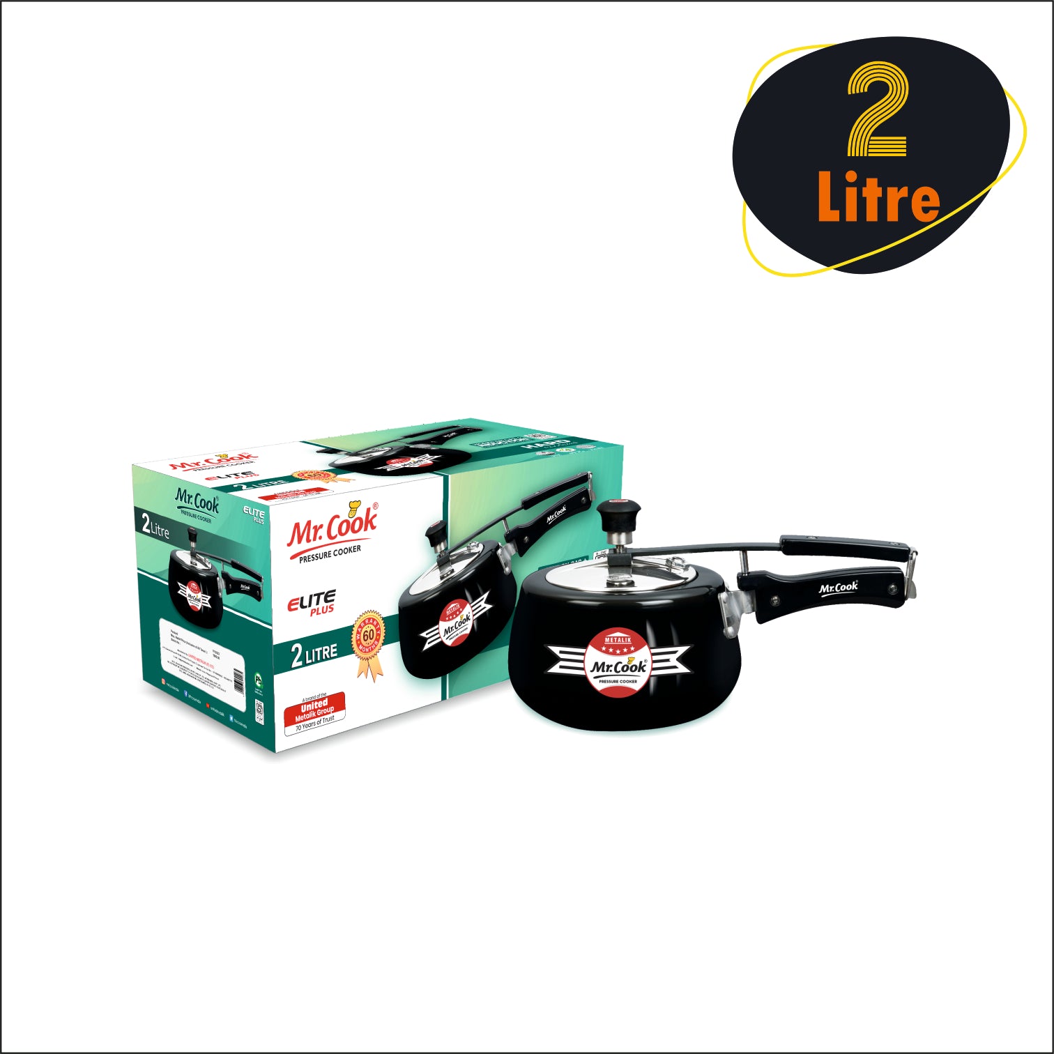 Pressure Cooker Aluminium 1 Liter 3 Liter 5 Liter 6.5 Liter Mr Cook Elite Plus