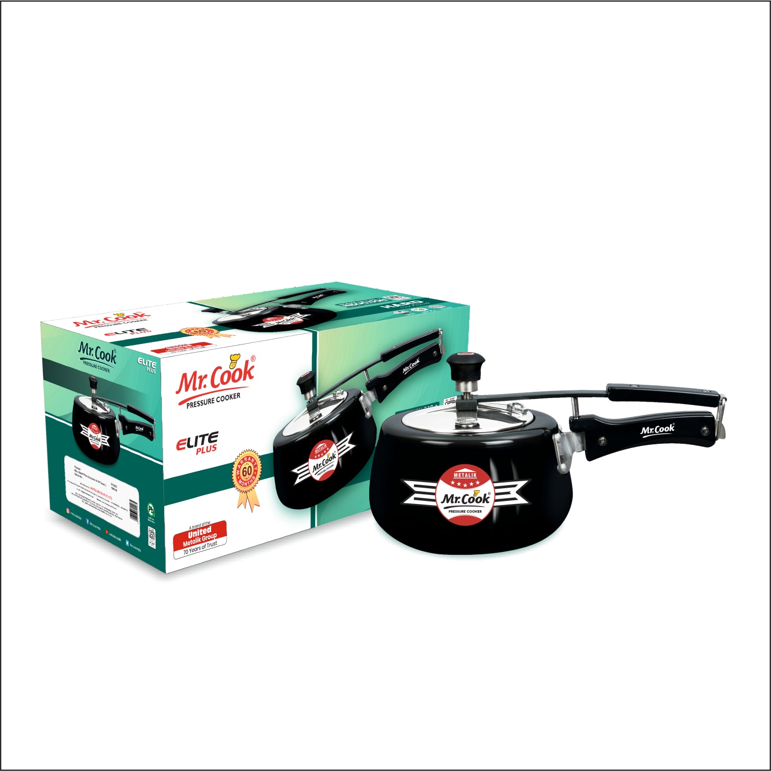 Pressure Cooker Aluminium 1 Liter 3 Liter 5 Liter 6.5 Liter Mr Cook Elite Plus