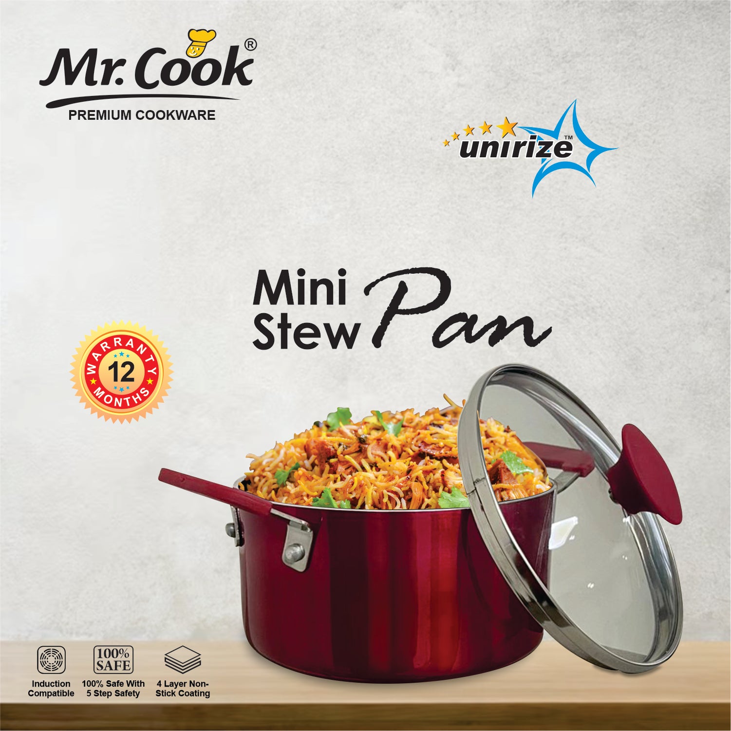Mr.Cook Non-Stick Mini Stew Pan with Glass Lid