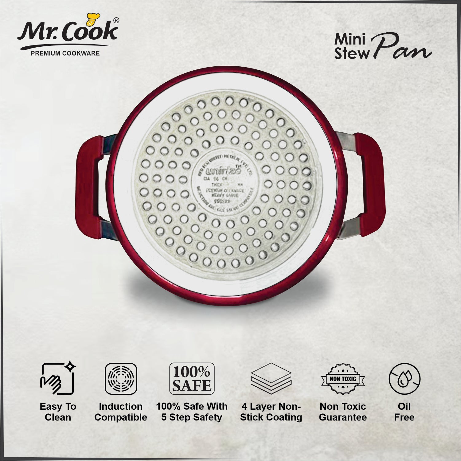Mr.Cook Non-Stick Mini Stew Pan with Glass Lid